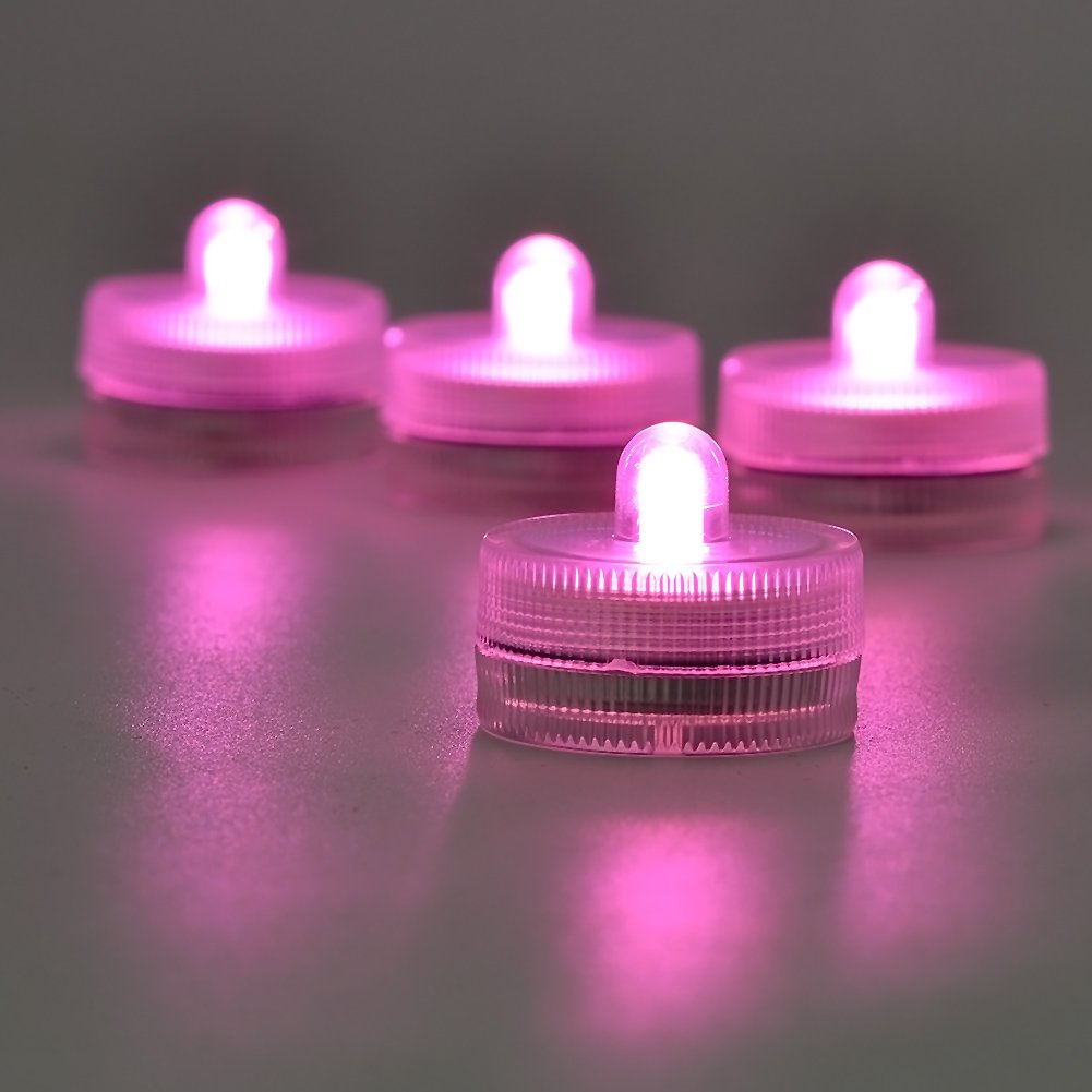 Afoosoo Pink 50Pcs Underwater Led Flameless Led Candle Battery Operated Tealight Submersible Decorative Lights For Wedding Party Event Candle Aquarium Christmas Halloween Light (Pink)