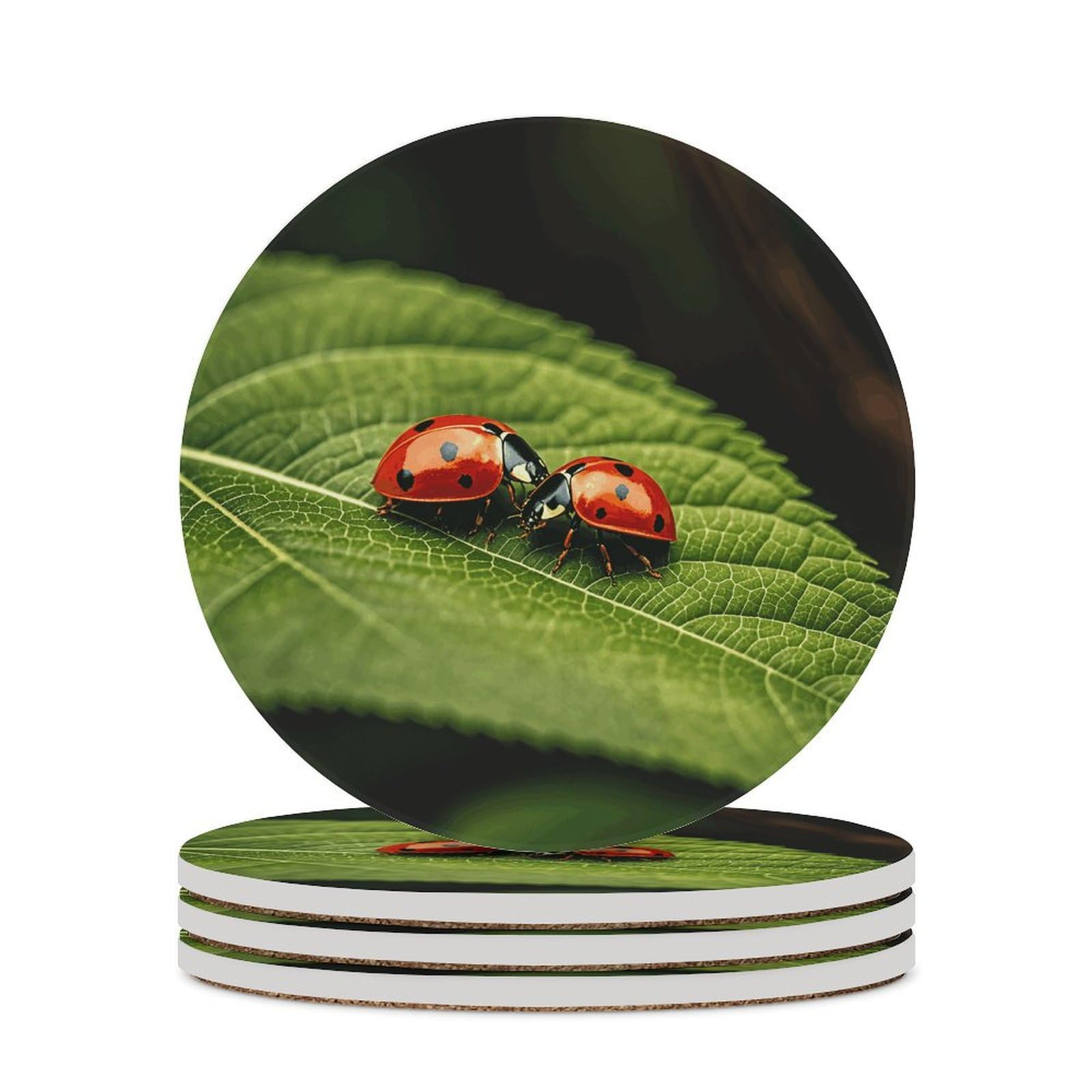 Dessous de verre absorbant en céramique lot de 4 anti-rayures base liège motif cerf de chasse
