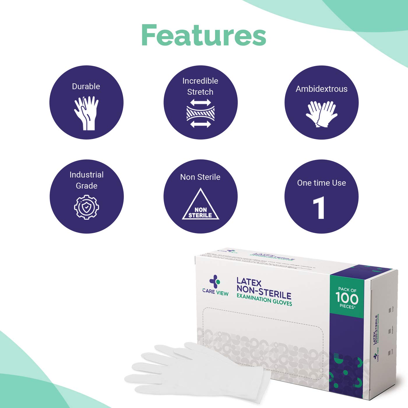 Buy Careview, Latex Medical Examination Hand Gloves, Non Sterile and