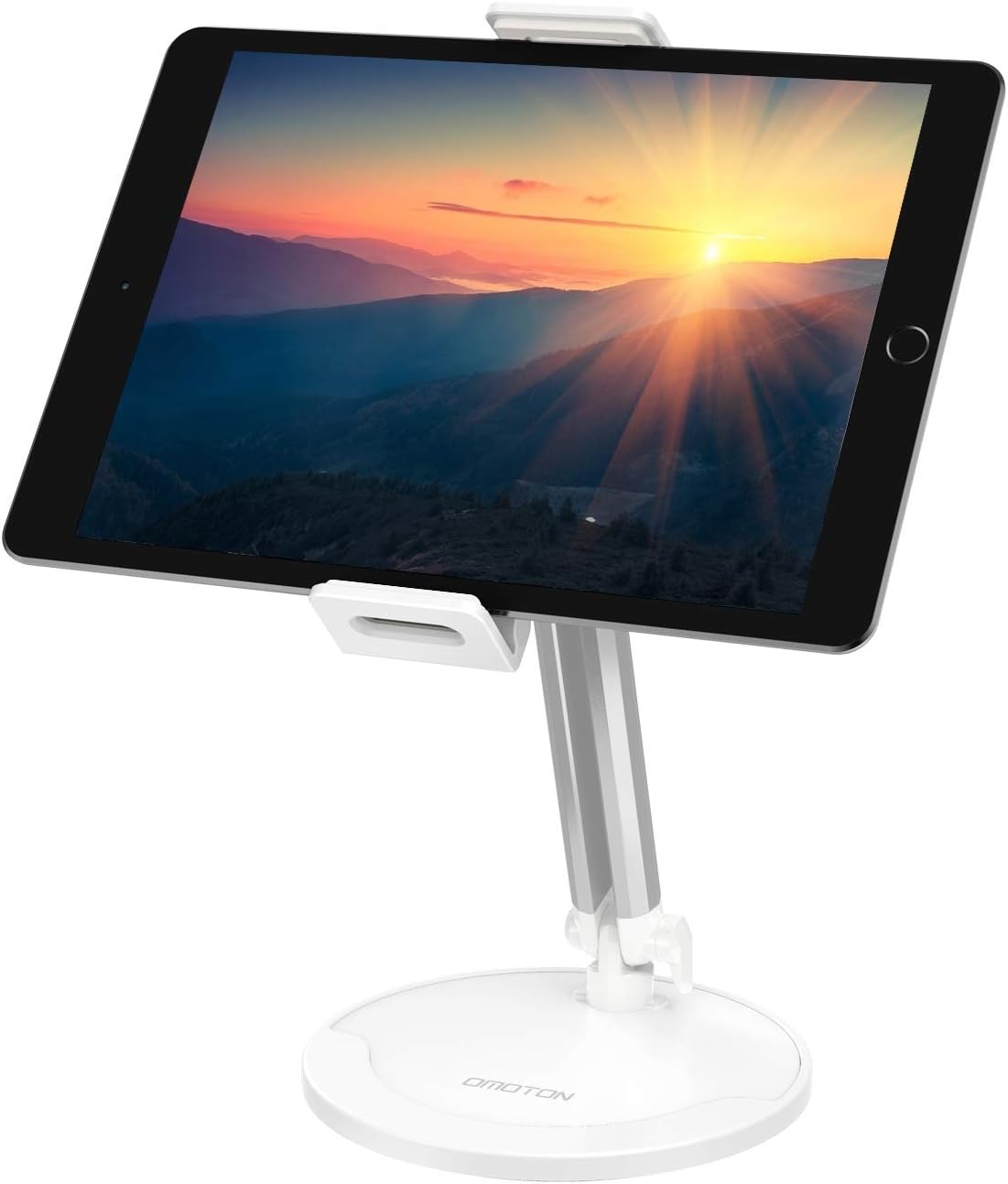 Tablet Stand Adjustable, OMOTON 360°Swivel iPad Stand, Aluminum Desktop Stand Holder Dock Compatible with iPad Air New iPad, Samsung Tabs(up to 5.8''-10.5''), Headset and Cell Phones ,White Tablet Stand Adjustable, OMOTON 360°Swivel iPad Stand, Aluminum Desktop Stand Holder Dock Compatible with iPad Air New iPad, Samsung Tabs(up to 5.8''-10.5''), Headset and Cell Phones ,White