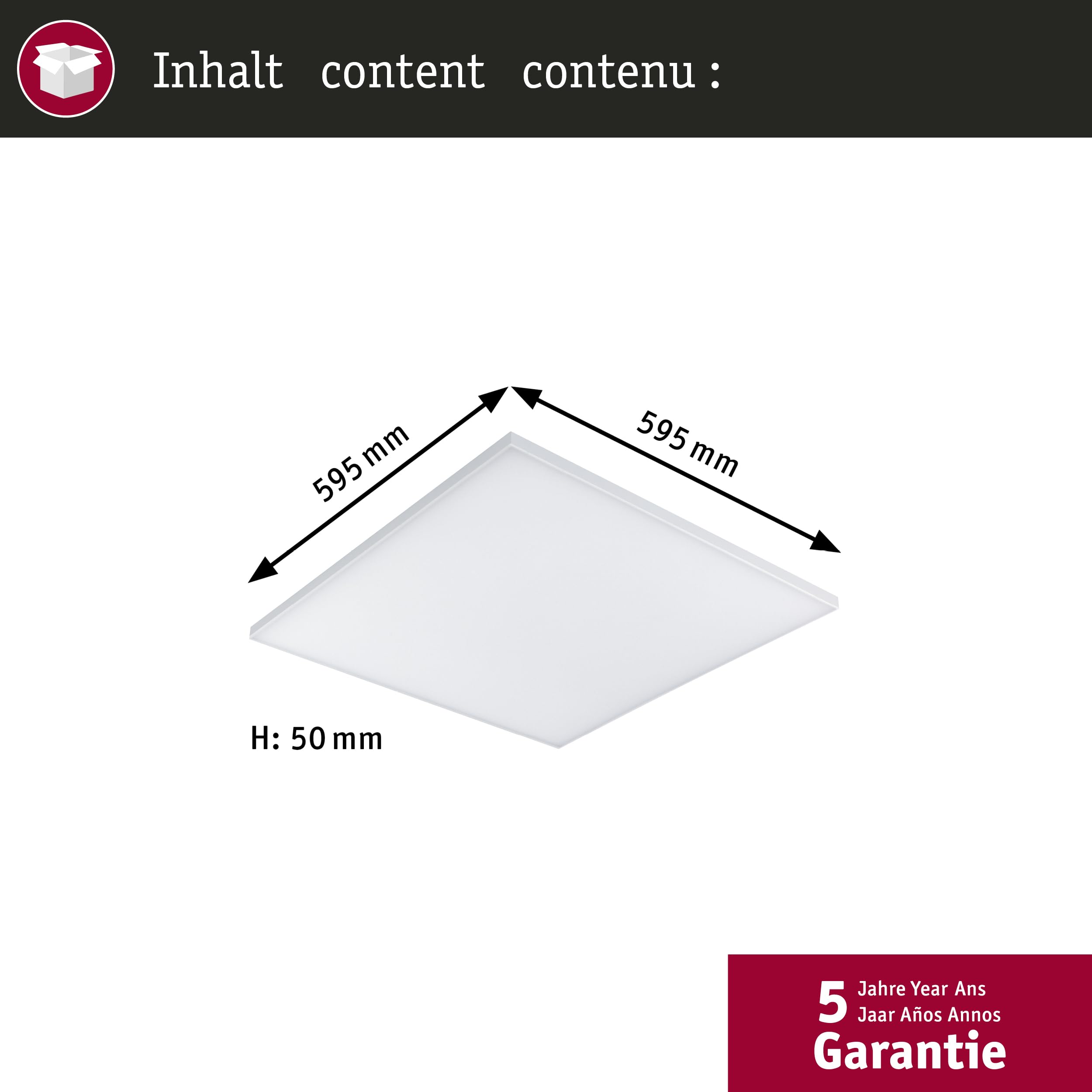 Paulmann 79826 LED Panel Velora eckig incl. 1x19,5 Watt dimmbar Deckenlampe Weiß matt Lichtpanel Metall Deckenlicht 2700 K