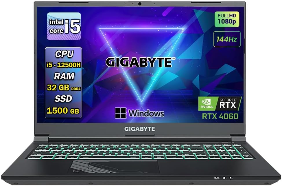 Gigabyte | Notebook gaming Pc portatile i5 12500 | RTX 4060 8Gb | Ram 32 Gb ddr4 | SSD 1,5 TB Pcie | Display 15.6 iPS FHD 144Hz | Laptop | Windows 11 PRO | Pronto alluso Gigabyte | Notebook gaming Pc portatile i5 12500 | RTX 4060 8Gb | Ram 32 Gb ddr4 | SSD 1,5 TB Pcie | Display 15.6 iPS FHD 144Hz | Laptop | Windows 11 PRO | Pronto alluso