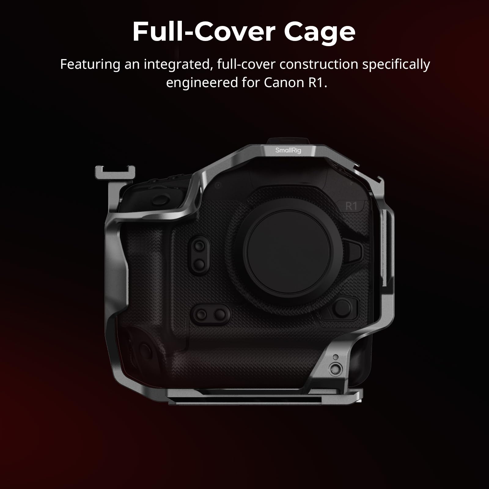 SMALLRIG Gabbia per Canon R1, con Attacco Cold Shoe Rimovibile, Piastre a Sgancio Rapido per Arca, Fori di Posizionamento ARRI da 1/4"-20 e 3/8"-16, Supporto per Riprese Verticali e Orizzontali - 5413
