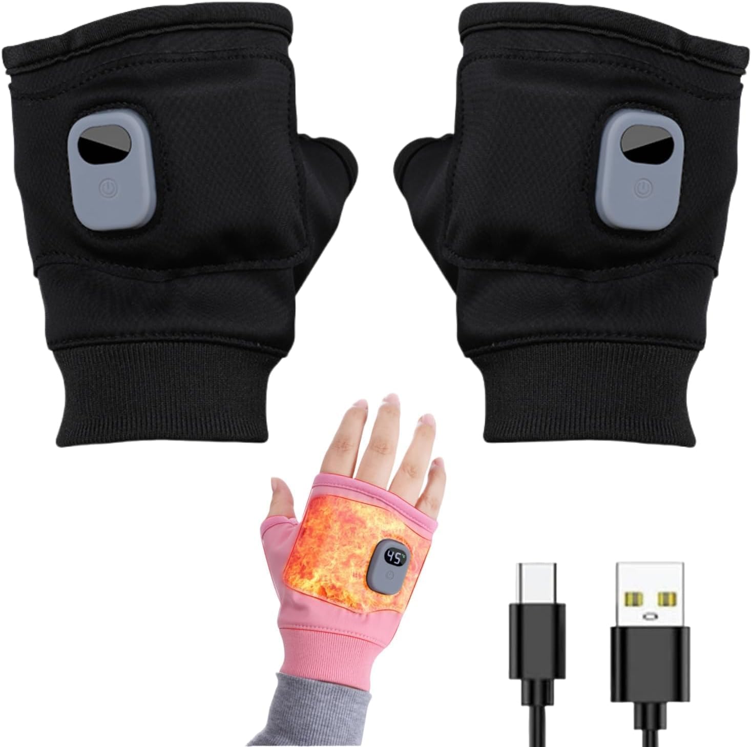 Heated Gloves for Women,Portable Heating Gloves with Digital Display,Rechargeable Heated Gloves