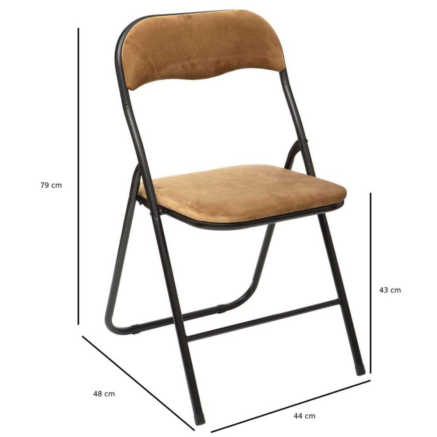 Lot de 6 Chaises Pliantes en Velours Ocre Doré - Chaises d'Appoint Confortables avec Assise Rembourrée - Design Moderne & Vintage - Gain de Place Idéal Petit Espace, Réception et Salle à Manger