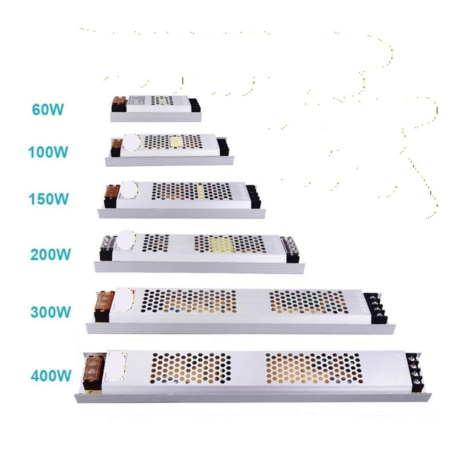 Trasformatori di illuminazione for alimentatori ultrasottili | Driver DC 12V 24V 60W 100W 150W 200W 300W 400W AC180-260V for luci di striscia(24V,300W)