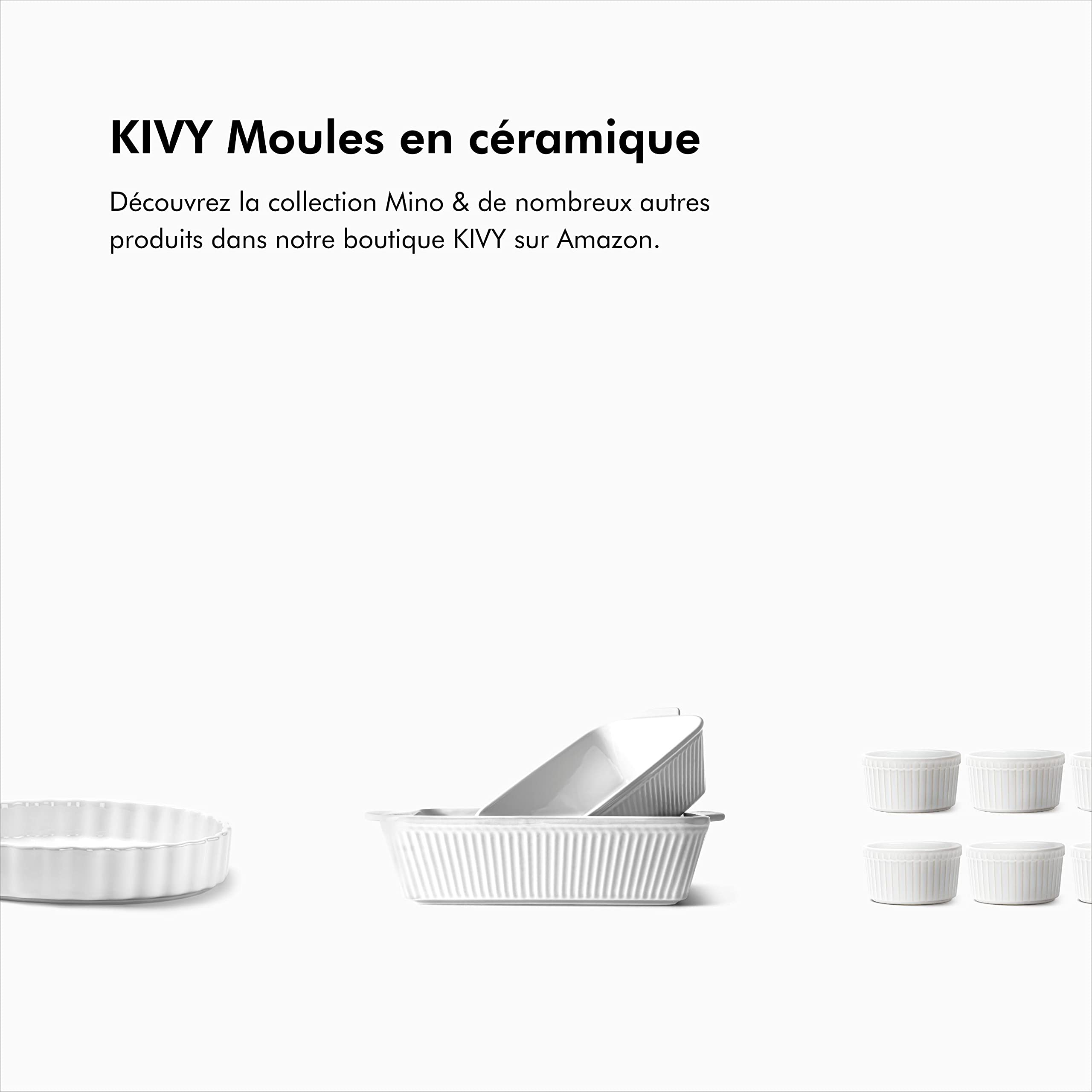 KIVY Tarte & Quiche en Céramique 28 cm - Moule Gâteau Antiadhésif Rond 28 cm - Moule à Cake - Pâtisserie & Tarteformes - Plat à Tarte - Quiche Forme Blanc