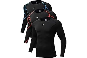 NACO mens compression shirt athletic baselayer crew neck long sleeve thermal sports running tops