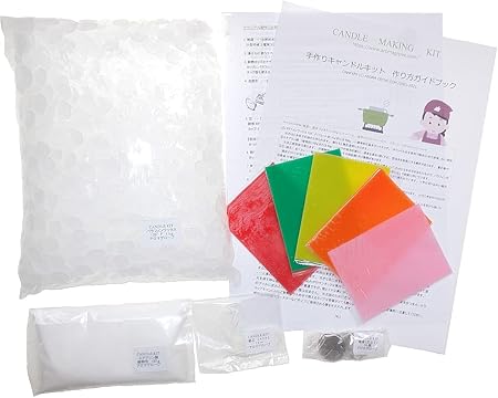 Amazon Co Jp 手作りキャンドルキット材料9点 パラフィンワックス1kg 色付きロウ5枚ほか ろうそく作り方説明書付 ホーム キッチン