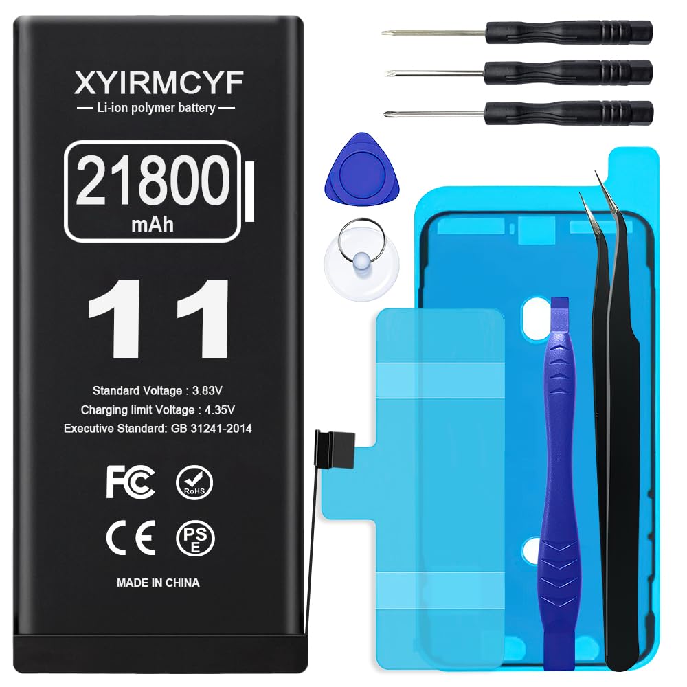 21800mAh Super Capacity Battery Compatible with iPhone 11, 0 Cycle Li-Polymer Replacement Battery for iPhone 11, with Professional Repair Tool Kit