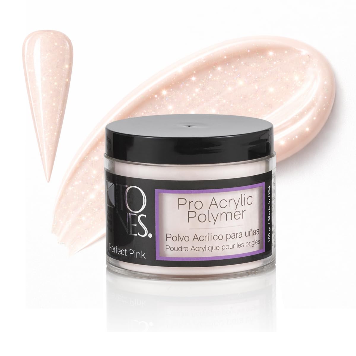 Pro Acrylic Nail Powder, Perfect Pink (Soft Pastel Pink), (3.5 Fl Oz) - Long-Lasting & Non-Yellowing Polymer for Salon Quality Nail Extensions & 3D Art