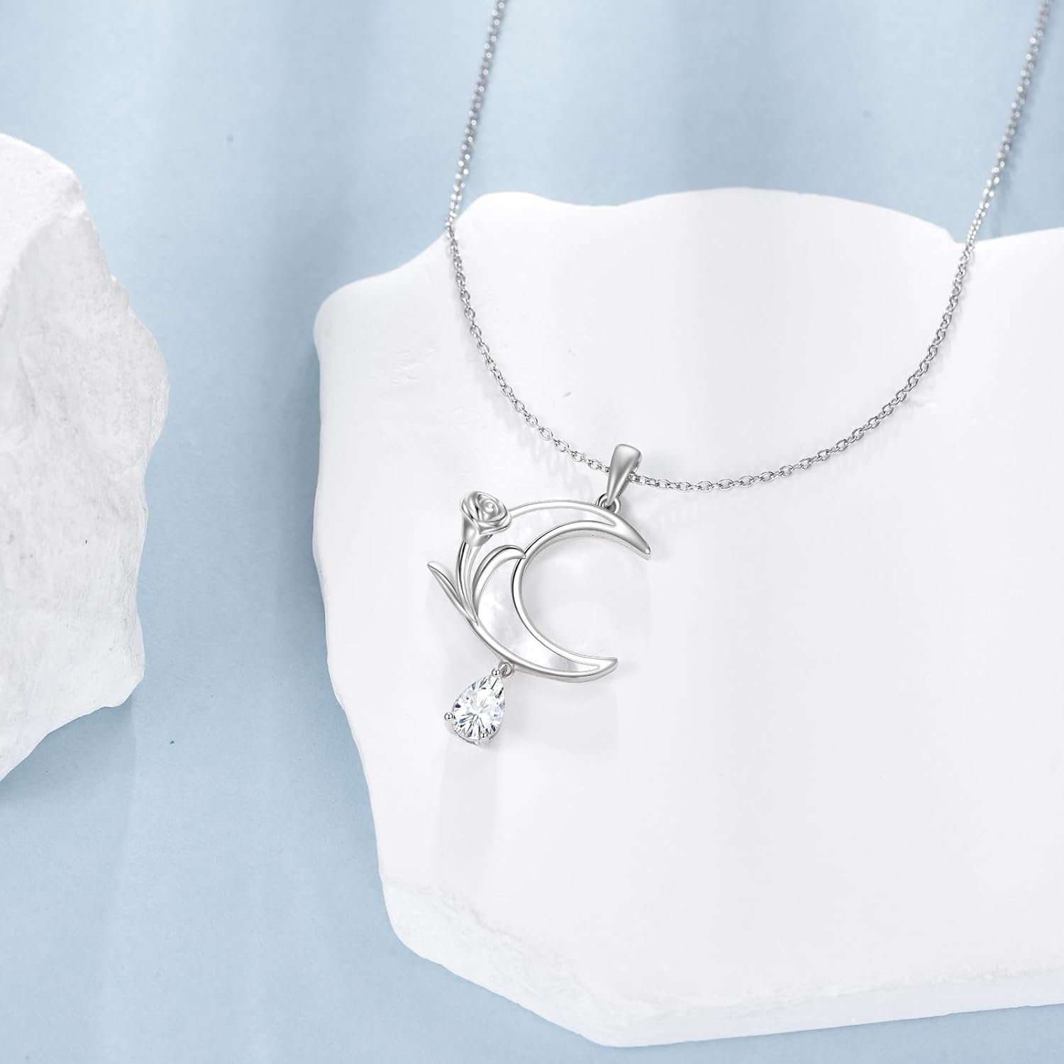 POPLYKE Moon Necklaces for Women 925 Sterling Silver Crescent Moon Necklace Jewelry Gifts for Women - Image 2