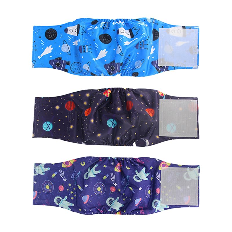 Image of Soft Belly Bands for Male Dogs (Pack of 3), Reusable Washable High Absorbing Dog Wraps Male, Doggie Puppy Leak-Proof Male Diapers (Style B(Pack of 3), Small)