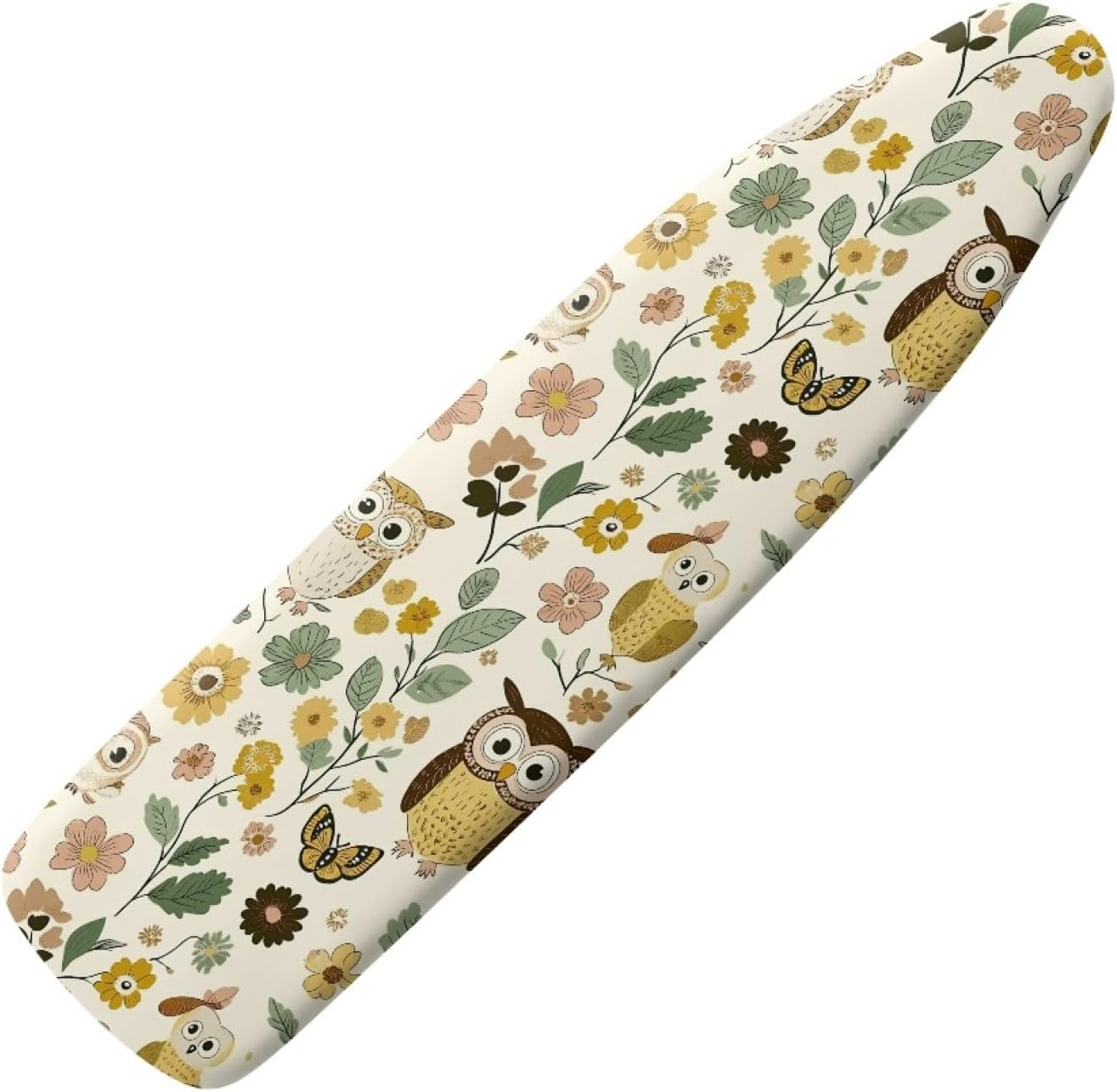 Large Ironing Board Cover and Pad 59x19 Owl Flower Green Iron Table Cover with Padding,Extra Wide,Resist Scorching and Staining,Heatproof,Adjustable Fastener Durable Stain