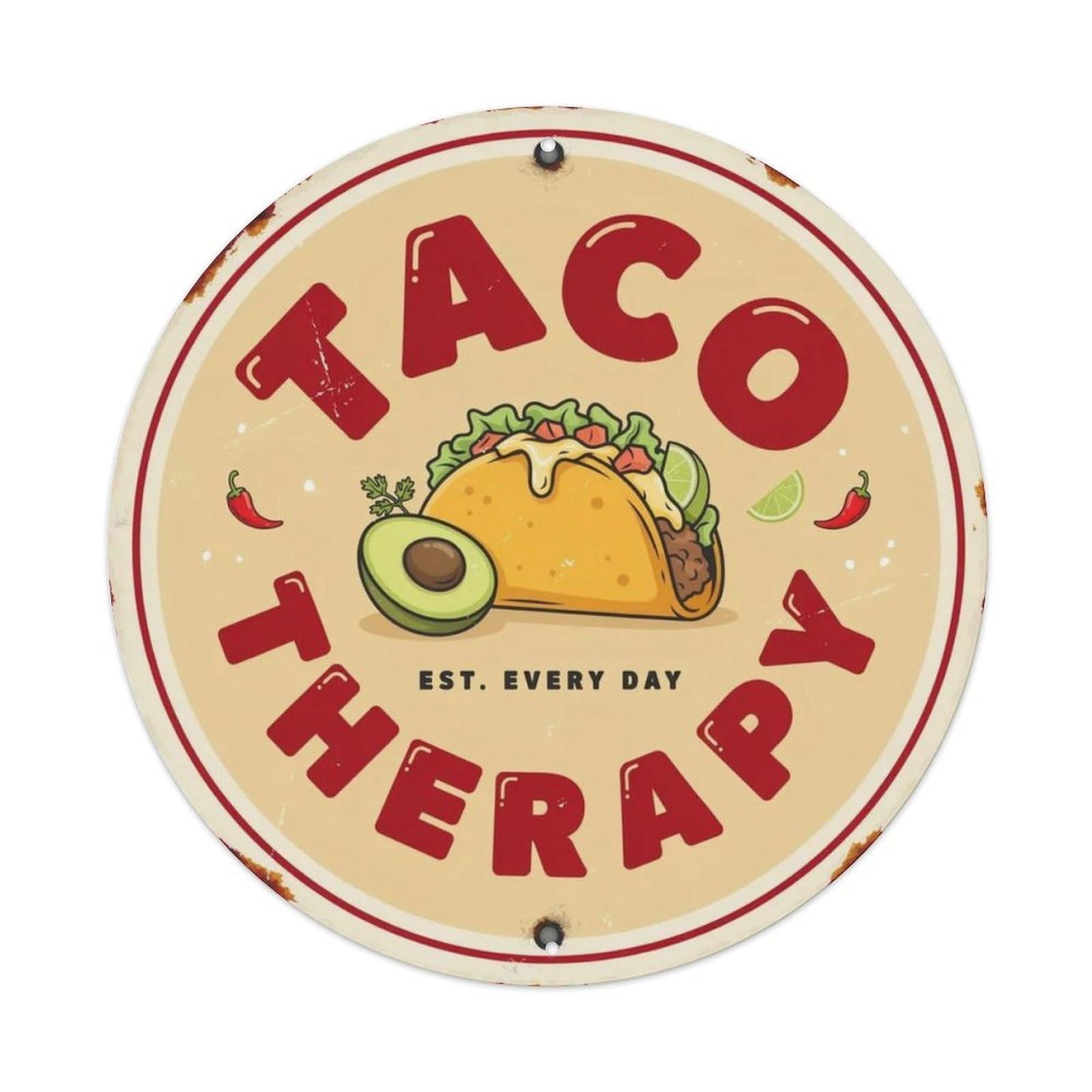 Taco Therapy Metal Tin Sign Plaque