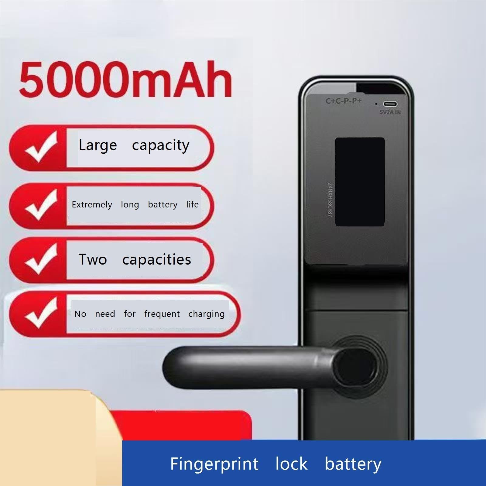 Batteria Da 5000 MAh Con Blocco Impronte Digitali, For YC03A 【P-P+P+P-】