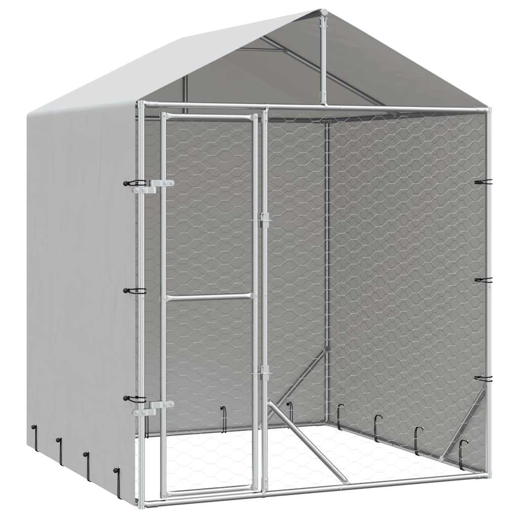 vidaXL Cuccia Cani da Esterno Tetto Argento 2x2x2,5 m Acciaio Zincato