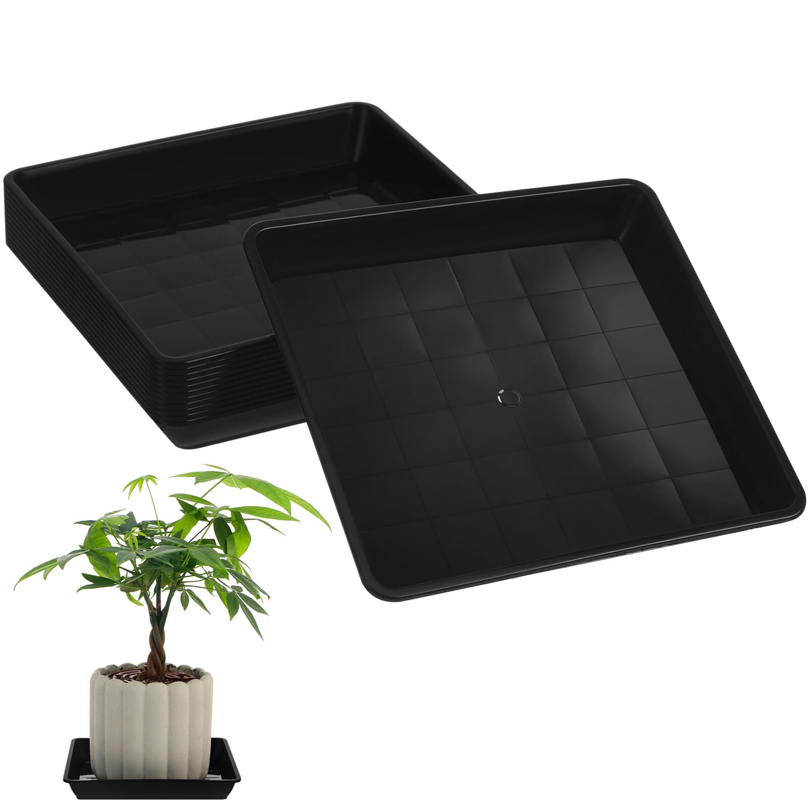 Plateau pour pot de fleurs intérieur et extérieur Tofficu soucoupe carrée étanche 7 pouces