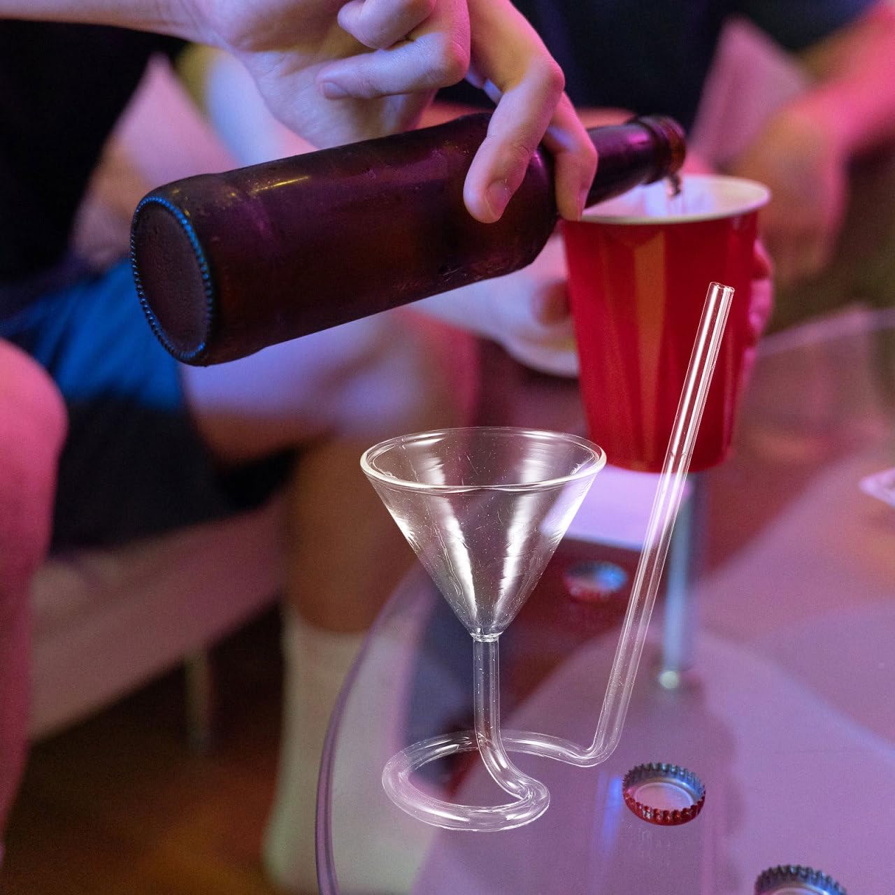 Hemoton Creative Spiral Cocktail Glass with Built-in Straw 4Oz Transparent Wine Cup for Outdoor Parties Bbq Home Bar Use Unique Long Tail Goblet for Fun Sipping