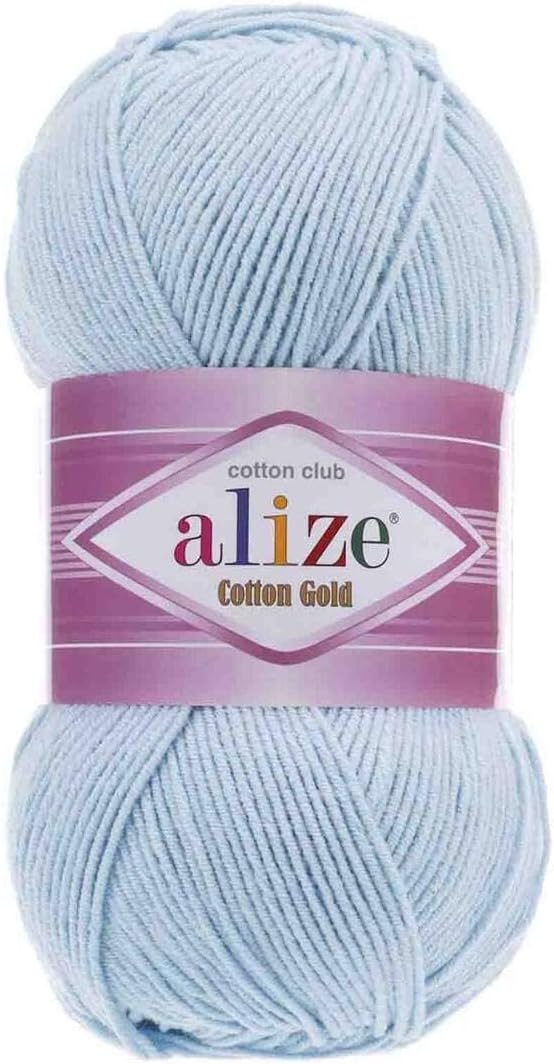 55% Cotton 45% Acrylic Alize Cotton Gold Yarn 1 Skein/Ball 100 gr 360 yds (513 - Crystal Blue) image 2