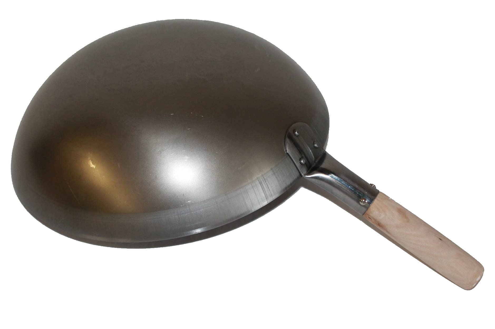 Wok Fondo Arrotondato, Ø 40 cm, per Gas, con manico in legno anche da appendere