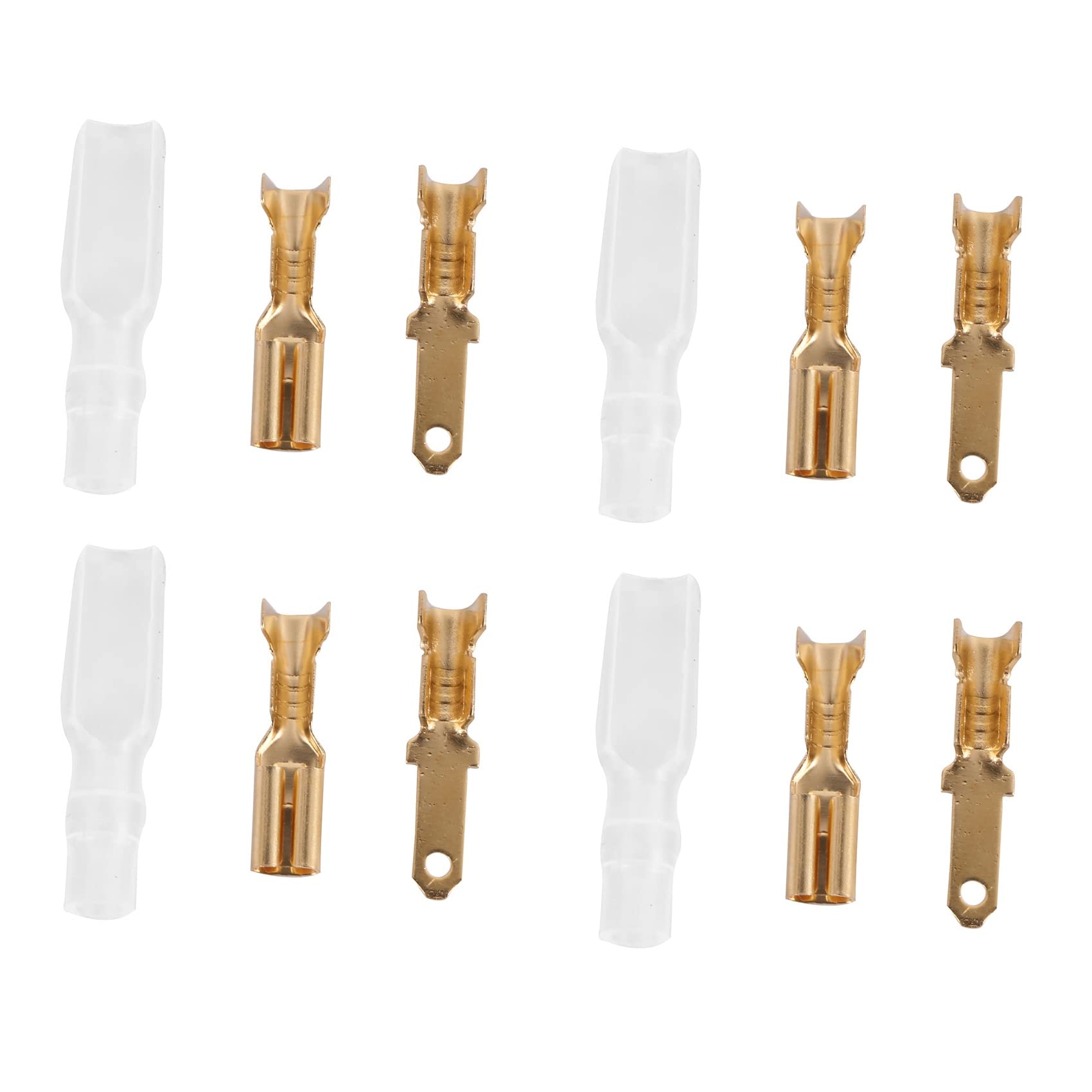 Jnchdghwa Women's Gold & Transparent 800Pcs Male Spade Crimp Terminals Sleeve Wire Wrap Connector For 22-16 Awg 2.8Mm