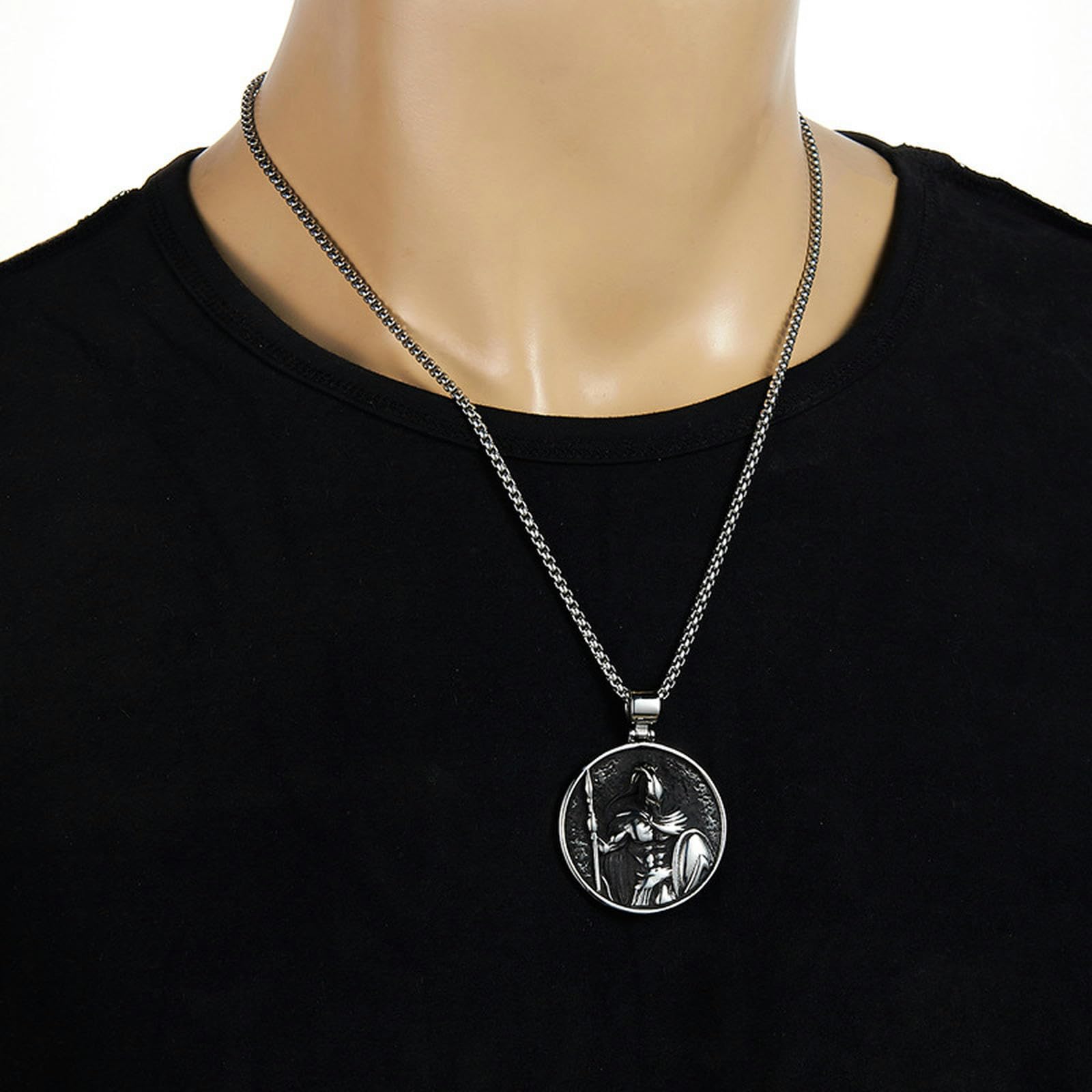 New Punk Stainless Steel Cuban Warrior Pendant Vintage Men's Necklace Chain