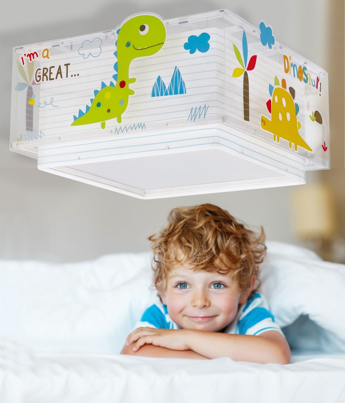 Dalber Lámpara Plafón Techo Infantil Dinos Dinosaurios 73456M E27 | E27 - 2 x 15W; habitación niños; plafones infantiles.