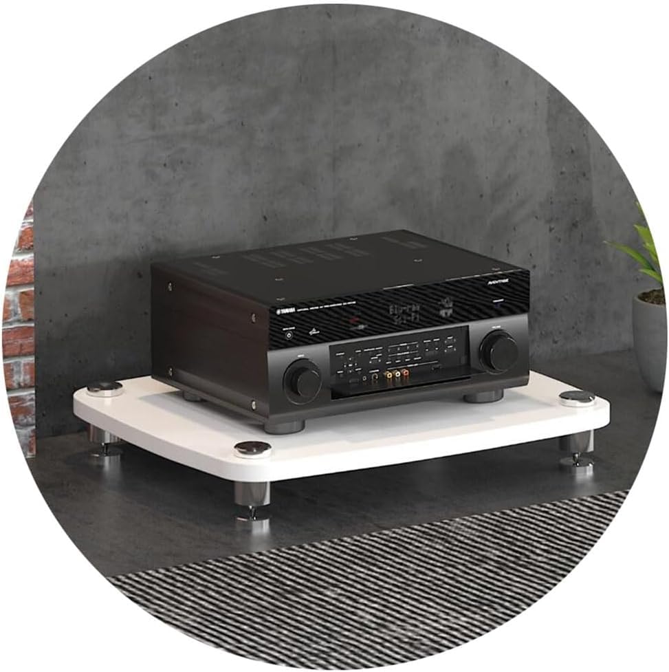 Szafka audio HIFI 3-poziomowy stojak MDF do gramofonu wzmacniacz mocy i stojak audio z amortyzującymi nóżkami stylowe drewniane wykończenie Wymiary: 60 x 48 x 57 cm