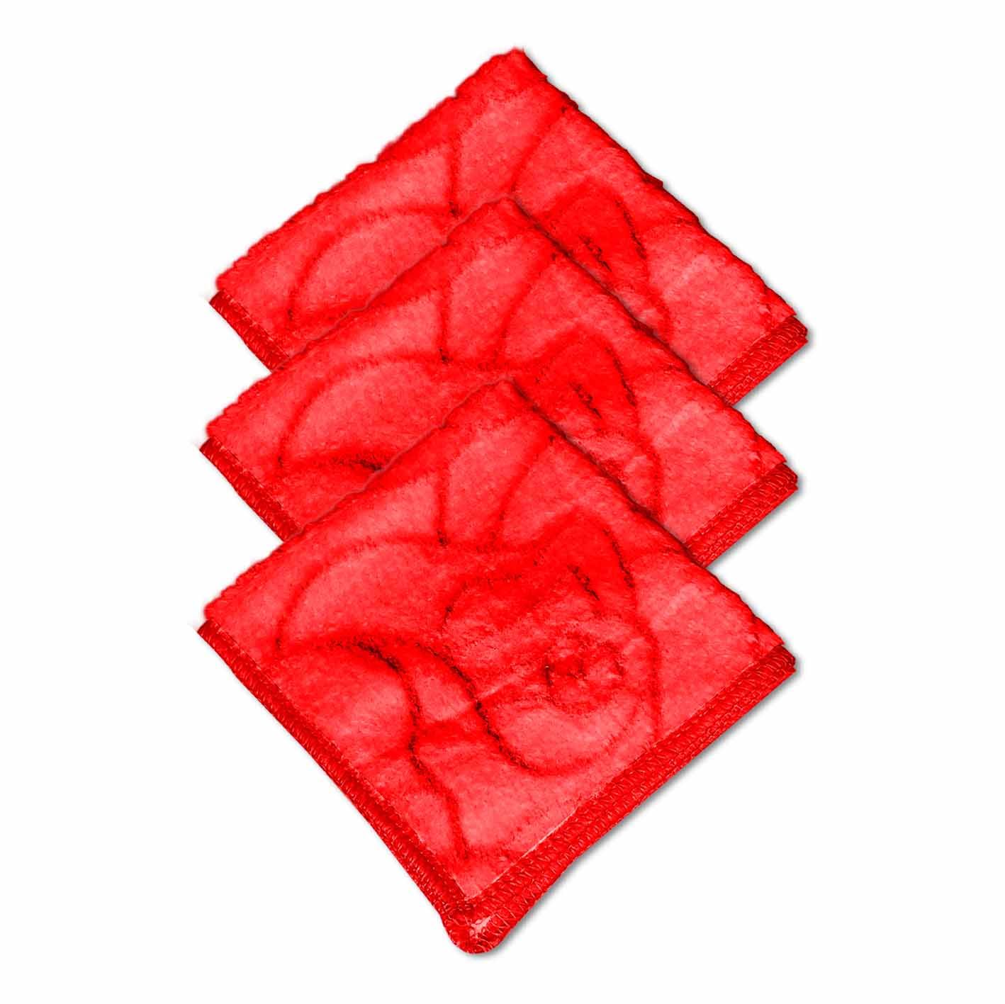 De-AutocareWomen's/Girl's Soft Cotton (Size:24x25 Cm) Multi-Purpose Towel (Pack of 3) [Red] Handkerchief