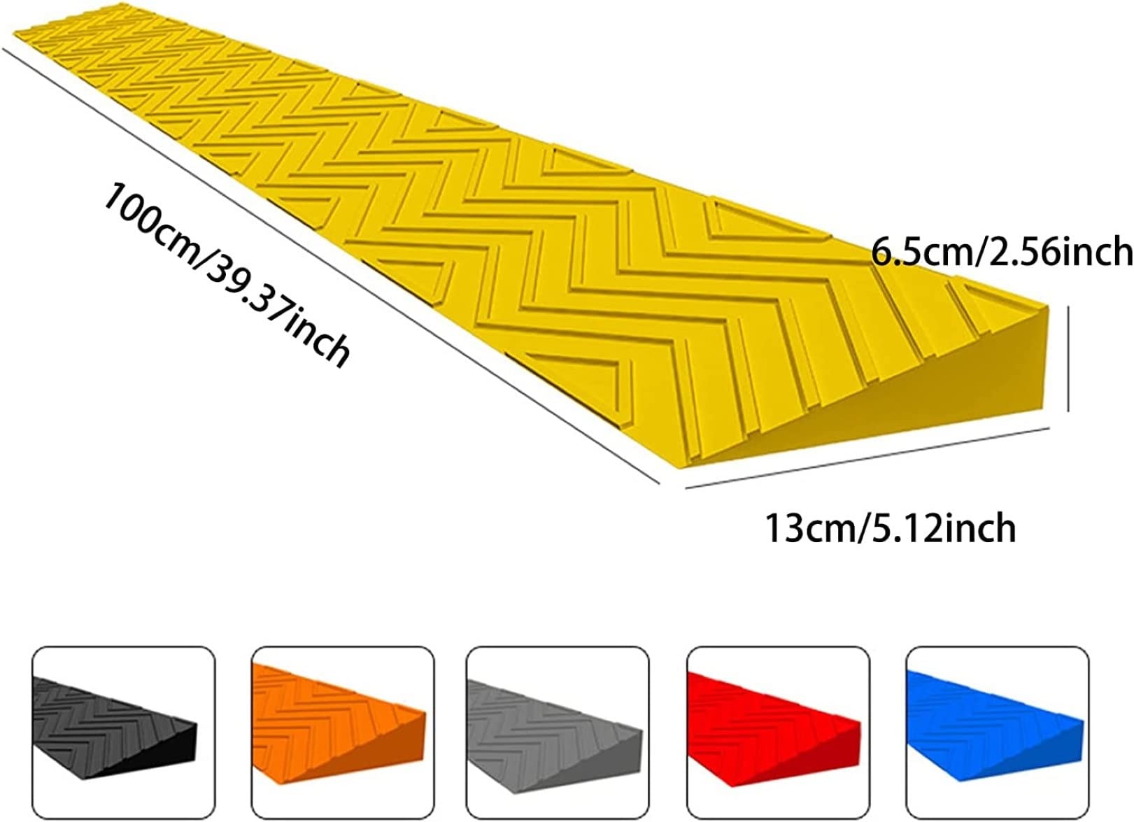 Rampy do skuterów inwalidzkich, Rampa progowa do drzwi Gumowa antypoślizgowa wielokolorowa Wiele rozmiarów(Yellow,100 * 13 * 6.5CM)