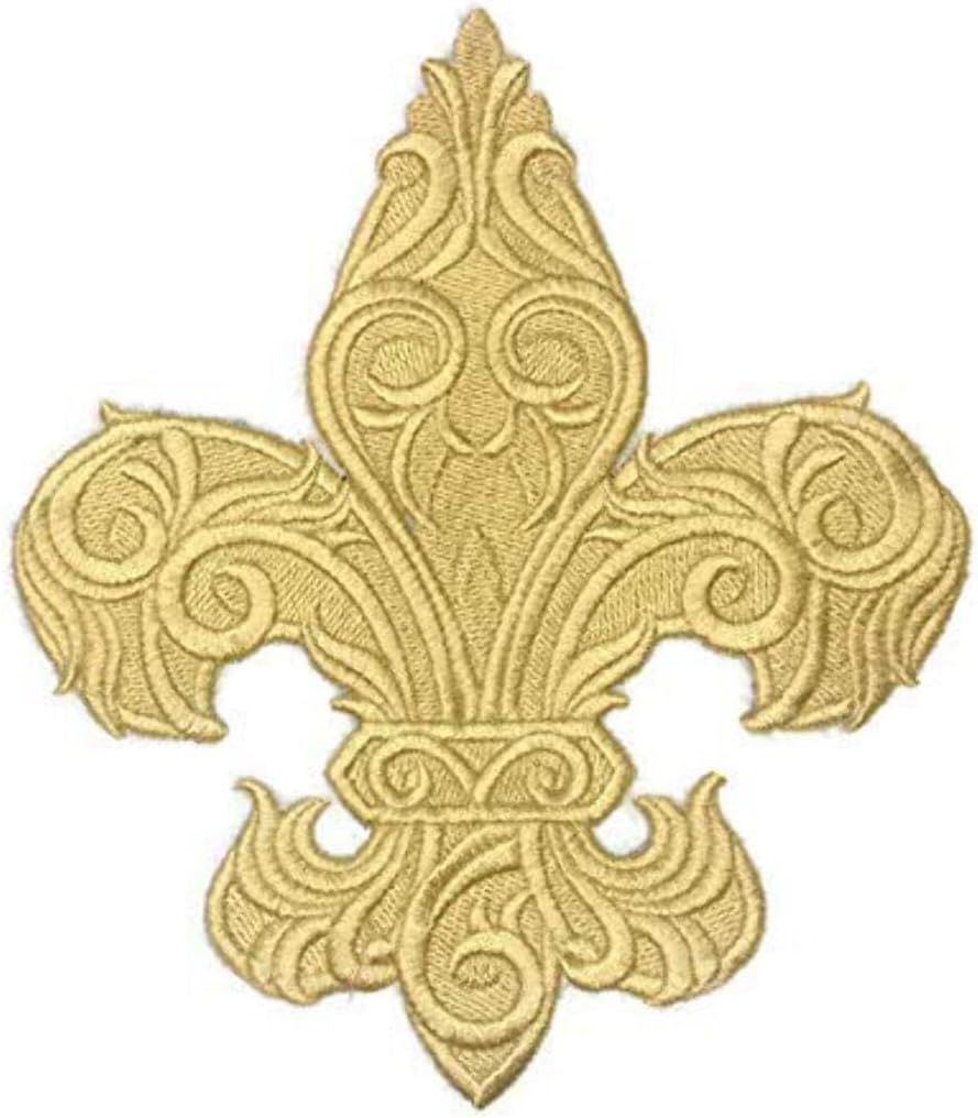 Luxurious Baroque Fleur de Lis [Custom and Unique] Embroidered Iron on/Sew Patch[5.52" x 7.8"]Made in US