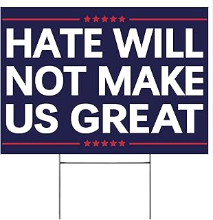 Vrogadso Anti Yard Signs Hate WIll Not Make America Great Sign Political Campaign Election Lawn Yard Sign with Yard Stake 12''x18'' Large
