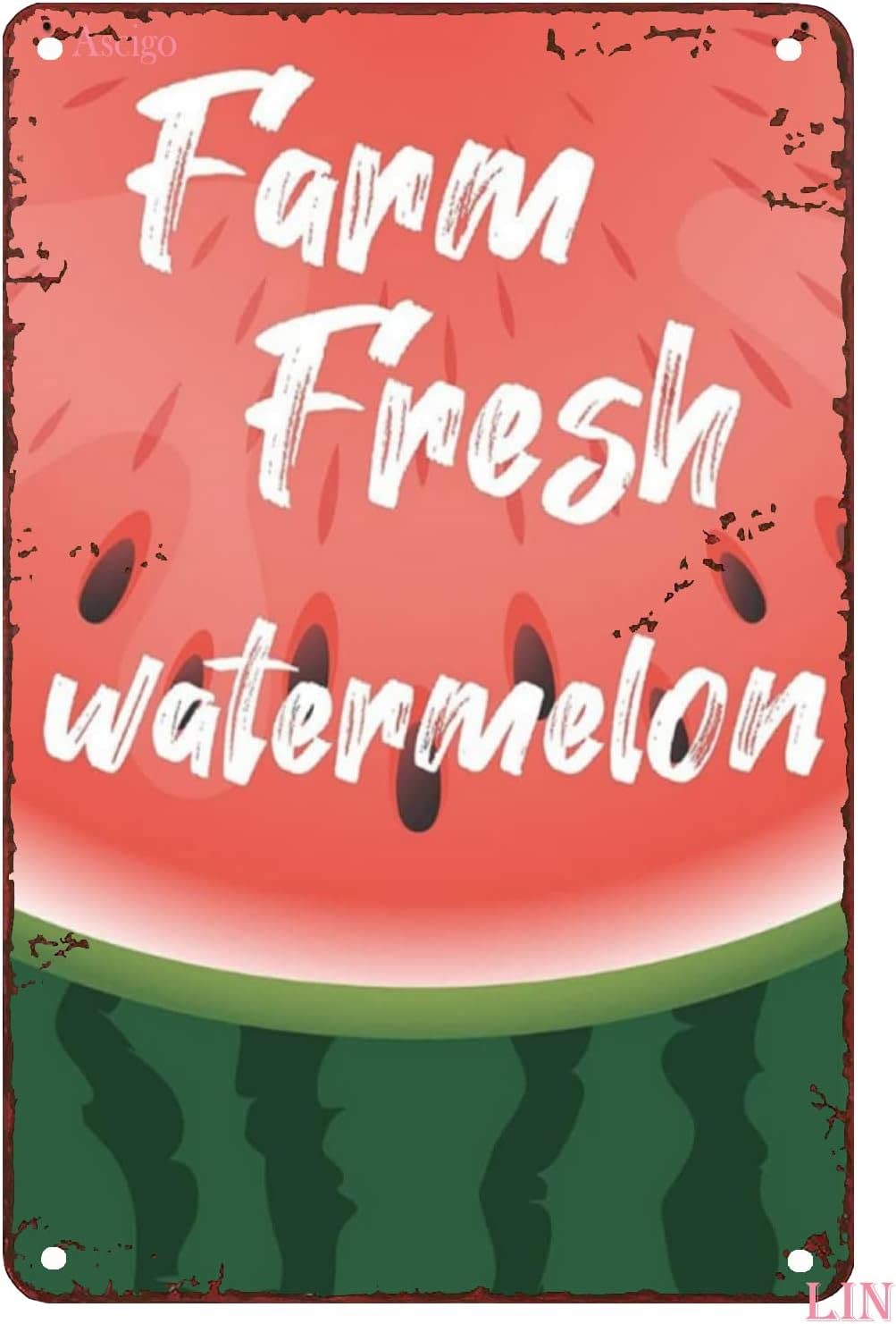 peiyeety Vintage Man Cave Watermelon Fruit Farm Fresh Watermelon Cafe Fruit Lovers Poster Metal Aluminium Tin Sign Wall Decor 8"x12"