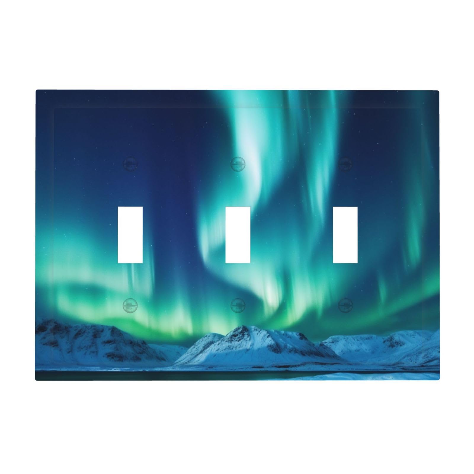 Kloph Northern Lights Decorator Light Switch Covers Wall Plate 3-Gang Mid Size 6.7" X 4.8" Triple Toggle Switch Wallplate Decorative 3 Gang Wall Switch Plate Covers Polycarbonate Thermoplastic