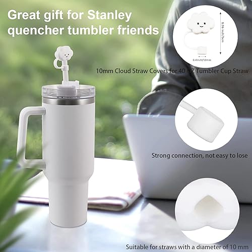 Miniatura 5 de GLBEAR Funda de popote para copa Stanley, 6 fundas de popote de nube compatibles con vaso Stanley de 30 y 40 onzas con asa, adorno de popote de