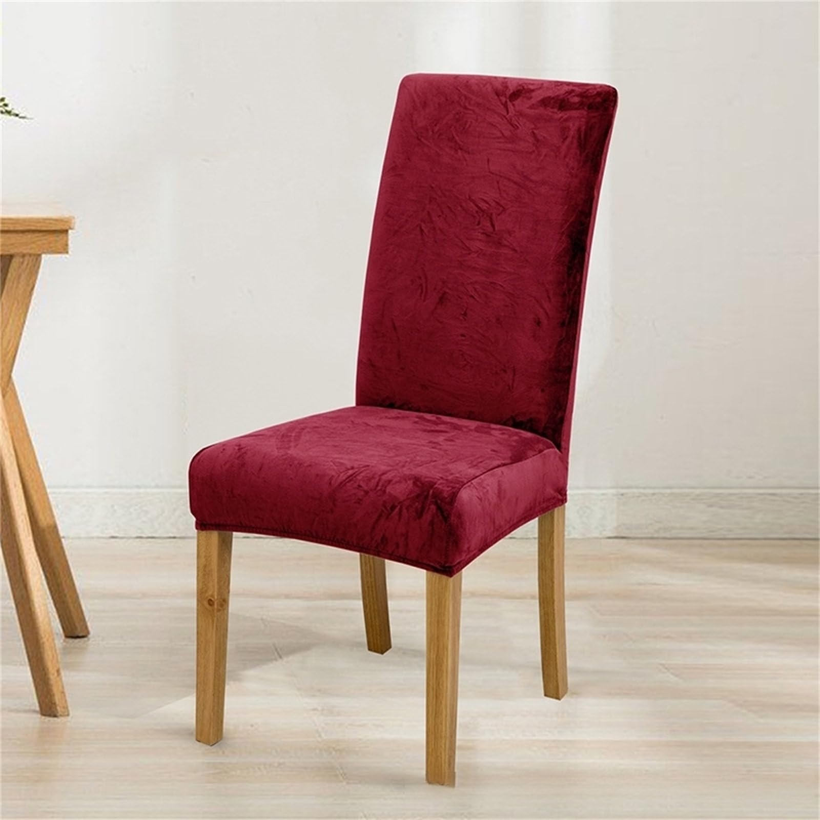 Hiseng Chair Covers Set of 1/2/4/6/8, Classic Silver Fox Velvet Dining Chair Covers Elastic Washable Removable Chair Cover, Dining Chair Slipcovers for Dining Room, Home (Wine Red,Set of 6)