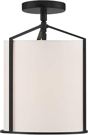 Crystorama Carlyn 1 Light Black Semi Flush Mount