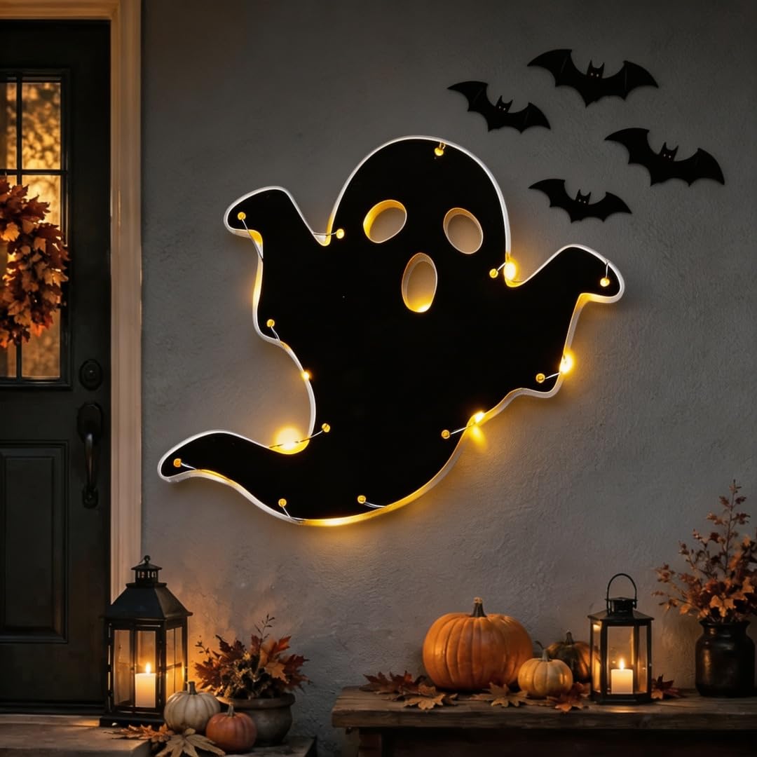 Halloween Silhouette Hanging Lights Spooky Wall Decoration (G)