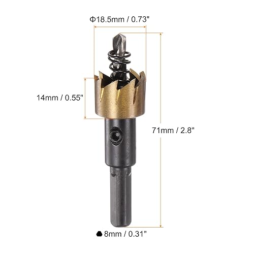 Miniatura 8 de HARFINGTON Sierra de agujero 0.591 in (35") M35 HSS (acero de alta velocidad) recubierto de titanio cortador de broca abridor para acero inoxidable