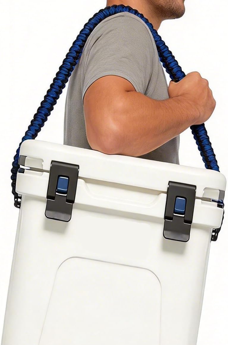 Shoulder Strap Compatible with Yeti Cooler & Engel-13qt and 19qt, 35 Inch Nylon Rope Strap with Hooks, Comfort Shoulder Pad,Yellow and Black Handmade Weave Design, Heavy-Duty Carry System