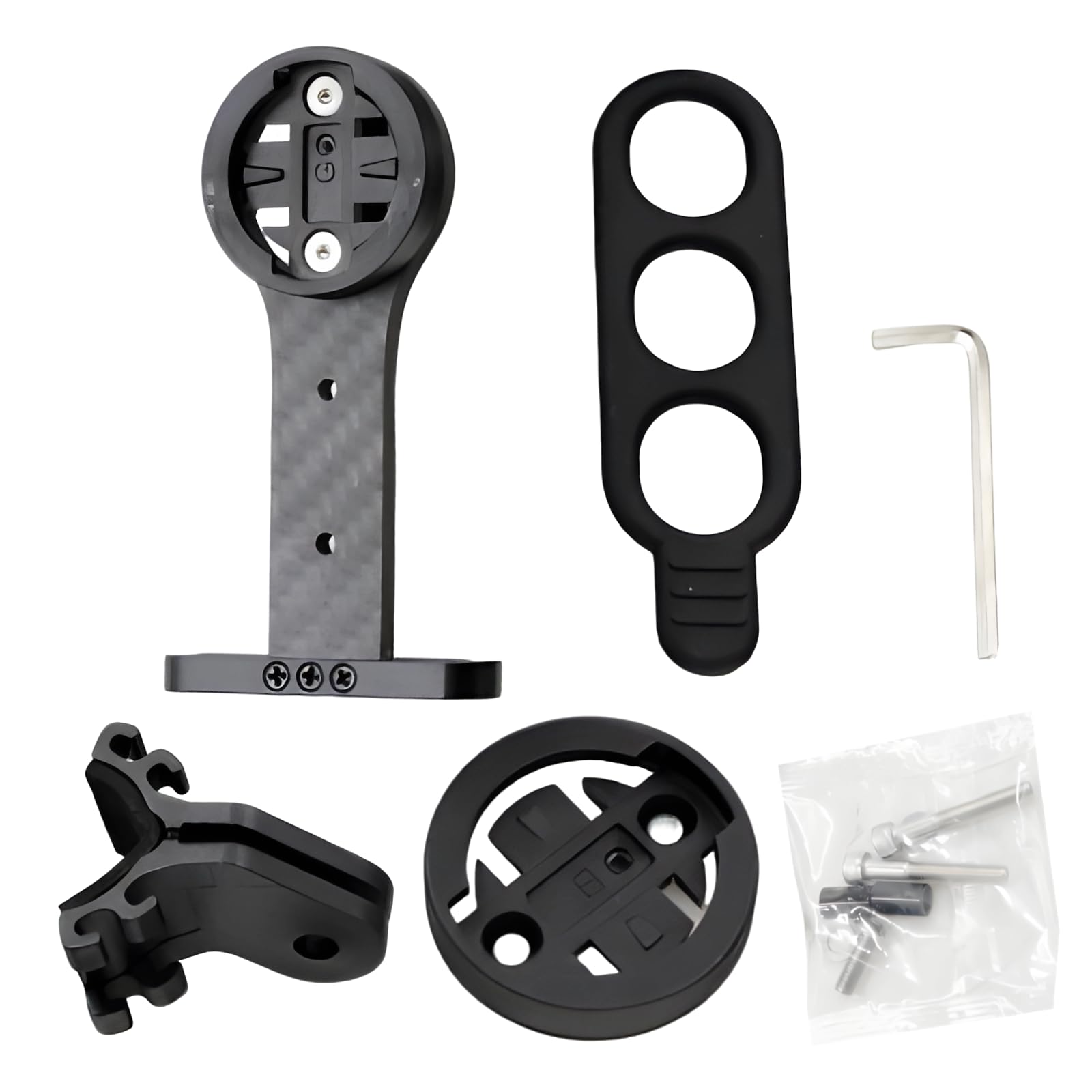Uchwyt na komputer rowerowy z włókna węglowego T800, kompatybilny z Garmin i Brion, z adapterem GoPro i klipsem do lampy, wielostopniowa regulacja, podstawa ze stopu aluminium, do rowerów górskich i