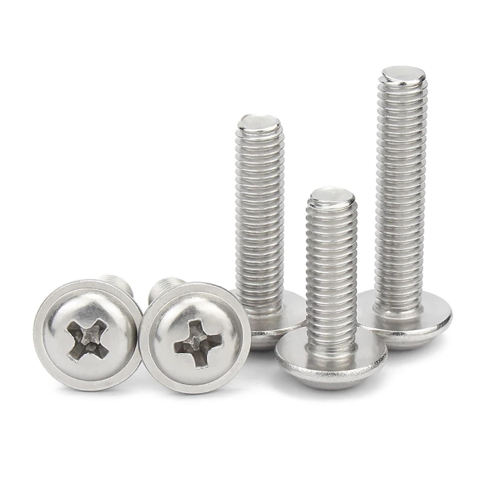 Viti a testa tonda M1.4/2 /2.5/3 /4/5 con rondella in acciaio inossidabile 304 con intaglio a croce, lunghezza 3 mm-50 mm(M3x3mm 100pcs)