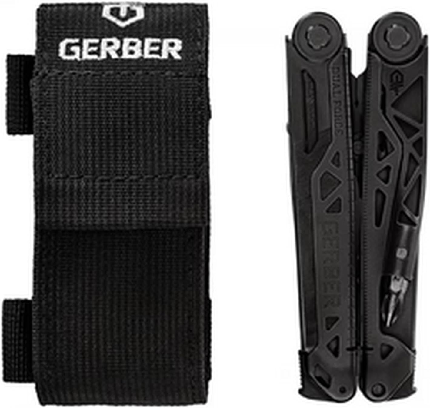 Gerber Gear Dual-Force Multitool - Heavy Duty, Center Axis Driver, Blunt Nose Pliers with Saw, Wire Cutters, Bit Storage, and More - Black
