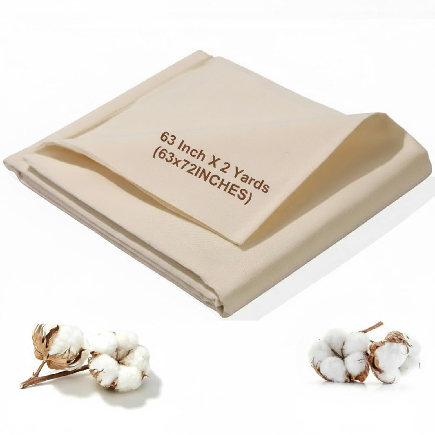 100% Cotton Muslin Fabric 63 Inch x 2 Yards Unbleached Natural - 3 oz/sq yd Light Weight Cloth for Draping, Pattern Making, Garment Sewing, Quilting, Home Decor & DIY Crafts (Natural, 2 Yards) - 1