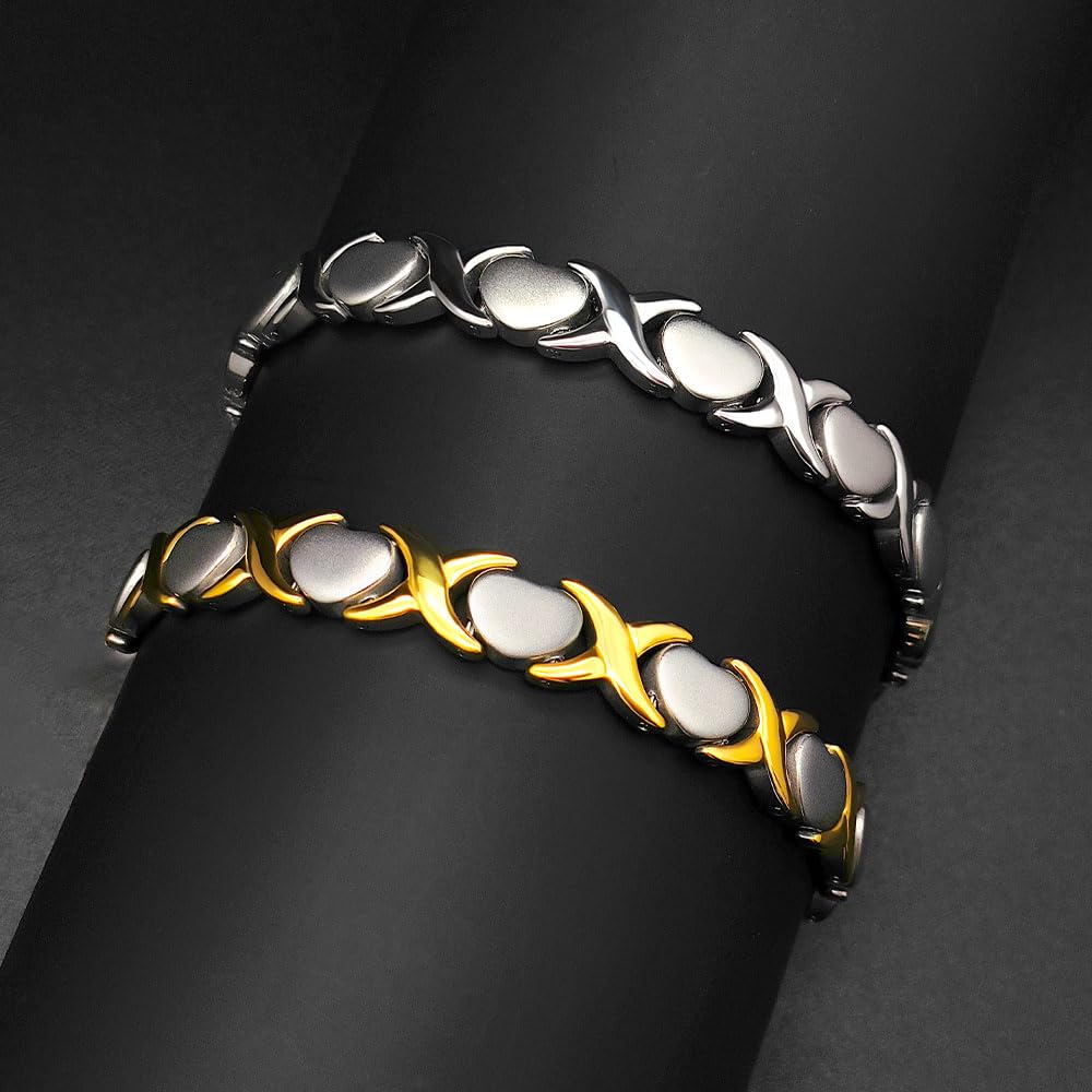 Chaîne de cheville magnétique en forme de cœur pour femme - En acier titane - 3500 gauss - Aimants ultra puissants avec outil d'ajustement et boîte cadeau