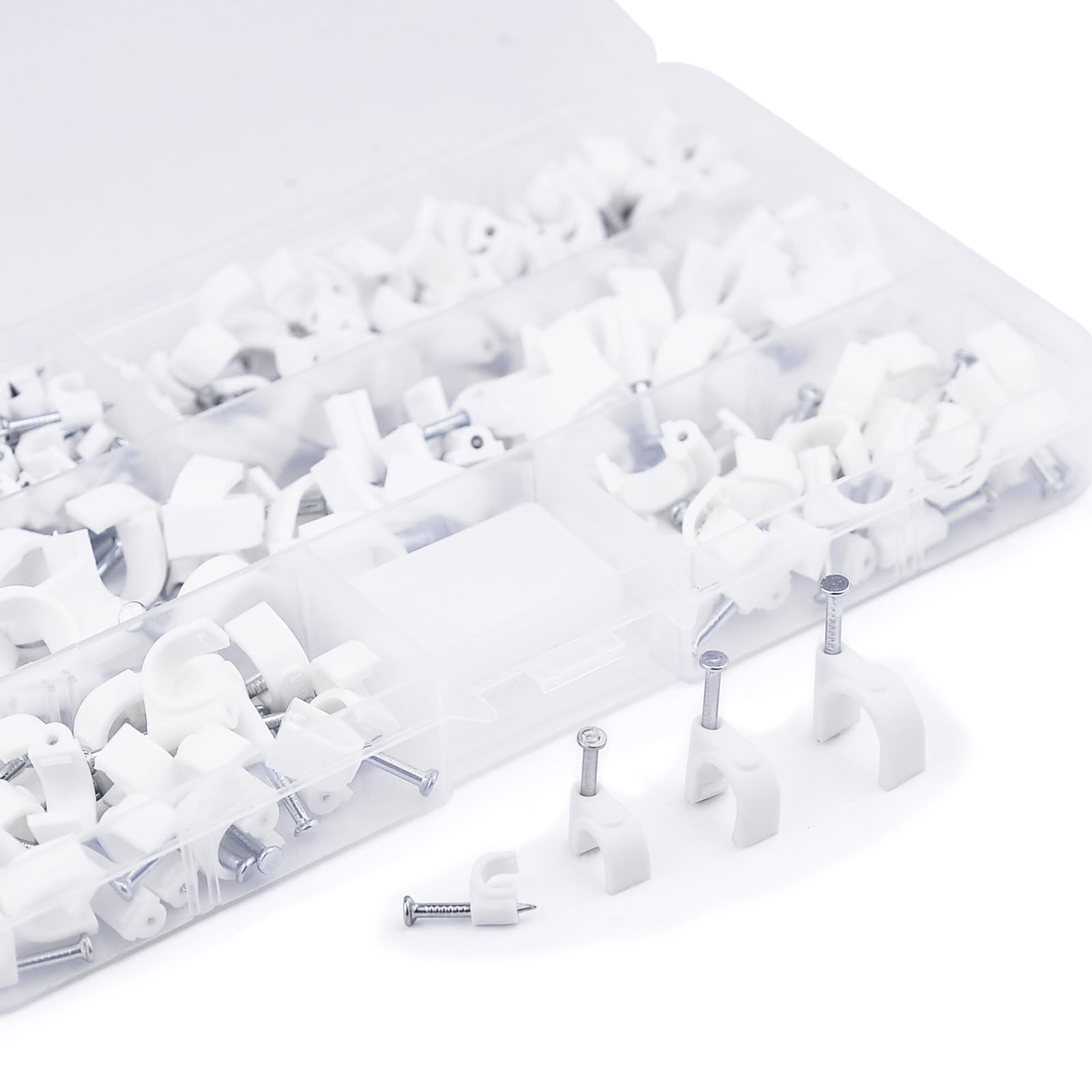 250 Fermacavi Con Chiodi - Clip Per Organizzare Cavi Su Parete, 4 Misure Diverse - Foto 7