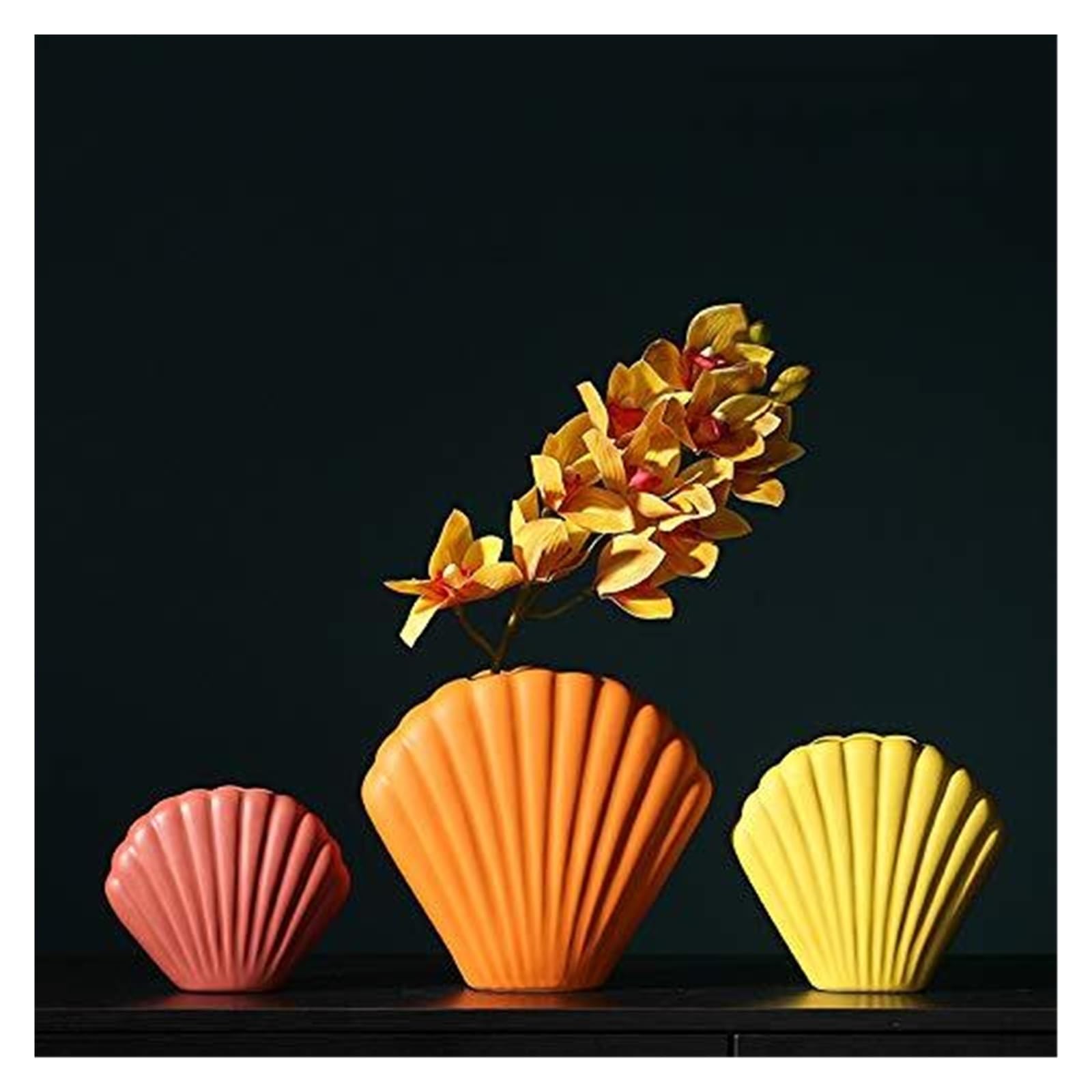 Vintage kreatywne muszle wazony, ilustracje kwiaty ceramiczne ręcznie robione, dekoracje wnętrz biurko prezent na parapetówkę