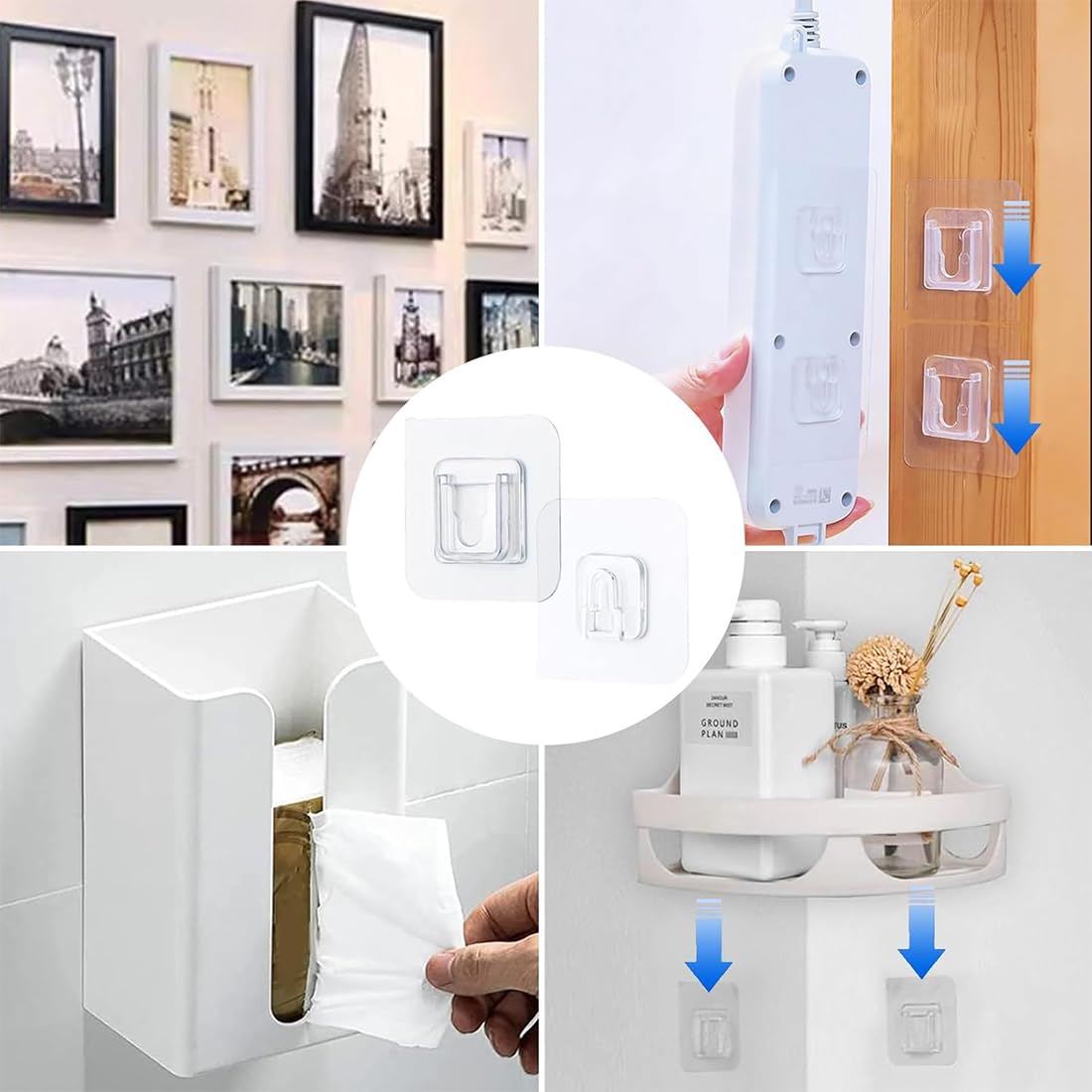 Set 10 Coppie Ganci Adesivi Trasparenti - Forti, Senza Fori, Rimovibili | Per Pareti Lisce - Foto 8