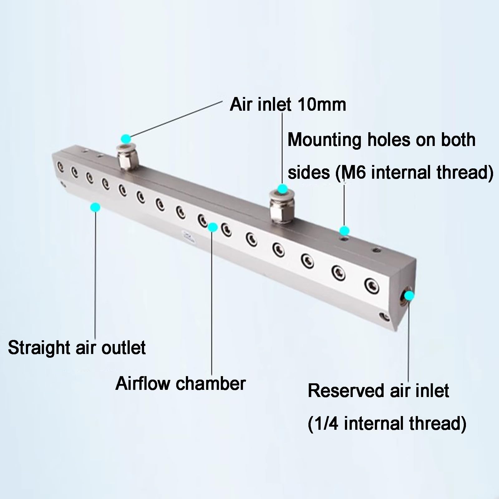 Soplador de Aire Industrial con Cuchilla de Aire de aleación de Aluminio y Boquilla de Gas, Rosca Interna de 1/4" for eliminación de Polvo Industrial, Compatible con compresor de Aire.(30cm)